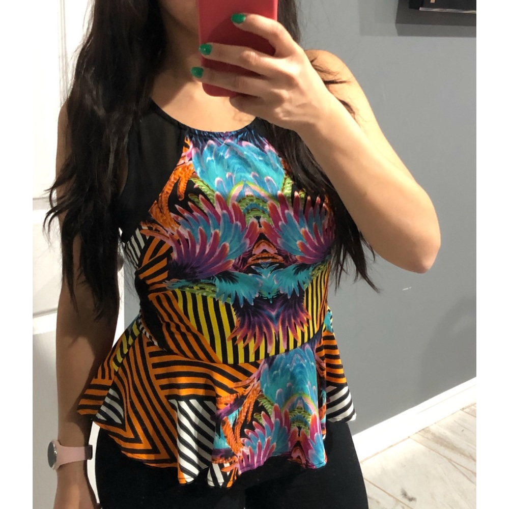 Colorful peplum tank top sz medium
